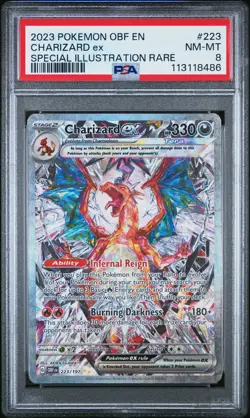 2023 POKEMON OBF EN-OBSIDIAN FLAMES SPECIAL ILLUSTRATION RARE CHARIZARD EX PSA 8 - Image 1