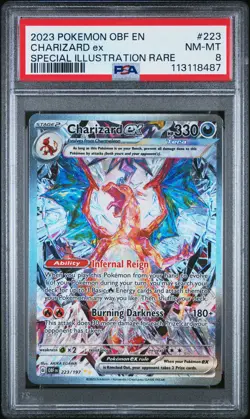 2023 POKEMON OBF EN-OBSIDIAN FLAMES SPECIAL ILLUSTRATION RARE CHARIZARD EX PSA 8 - Image 1