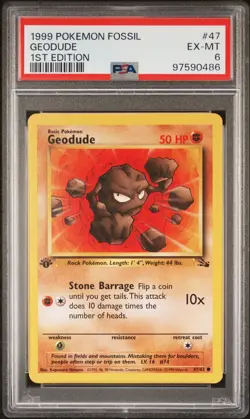 1999 POKEMON FOSSIL - WIZARDS OF THE COAST - #47 GEODUDE 1ST EDITION PSA 6 - Image 1