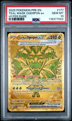 2025 Pokemon Prismatic Evolutions Teal Mask Ogerpon EX Hyper Rare #177 PSA 10 - Image 1
