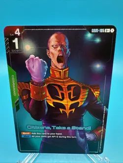 Gundam Card Game Newtype Rising Citizens, Take A Stand GD01-105 R+ Holo Foil NM - Image 1