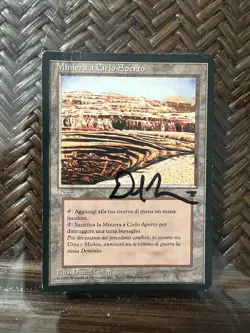 MTG 1x Italian FBB Strip Mine . signed . Miniera a Cielo Aperto. Hp/damaged - Image 1