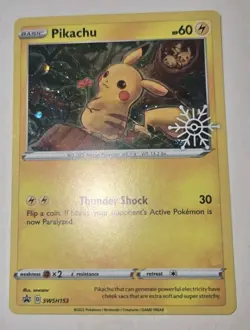 Pokemon Pikachu Holiday Calendar SWSH153 Sword & Shield Promo Snowflake Stamp - Image 1