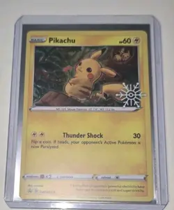 Pokemon Pikachu Holiday Calendar SWSH153 Sword & Shield Promo Snowflake Stamp - Image 3