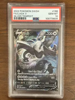 2022 Pokemon SWSH Lugia V Silver Tempest PSA 10 #186 - Image 1