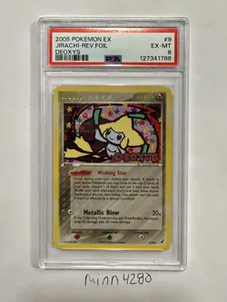 2005 POKEMON EX DEOXYS 9 JIRACHI REVERSE FOIL PSA 6 - Image 1