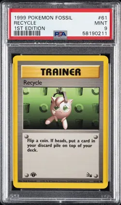 1999 POKEMON FOSSIL 1ST ED #61 RECYCLE PSA 9 - Image 1