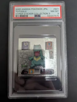 2000 AMADA POKEMON JAPANESE #601 TOTODILE HYPER STICKER COLLECTION 3 PSA8 - Image 1