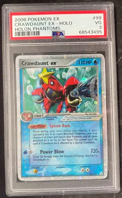 2006 Pokemon Crawdaunt EX Holon Phantoms 99 PSA 3 - Image 1