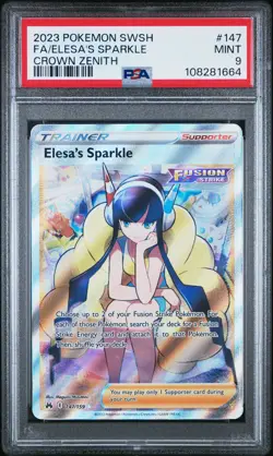 2023 POKEMON SWORD & SHIELD CROWN ZENITH #147 FULL ART/ELESA'S SPARKLE PSA 9 - Image 1