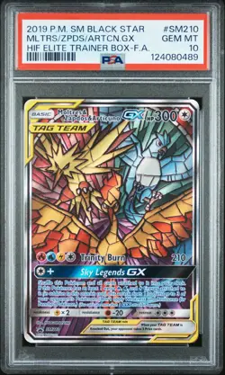 2019 POKEMON SM BLACK STAR PROMO FULL ART/MOLTRES & ZAPDOS & ARTICUNO GX PSA 10 - Image 1
