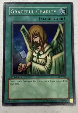 Yu-Gi-Oh TCG Graceful Charity Pegasus SDP-040 1st Edition Super Rare LP (ST) (2) - Image 1