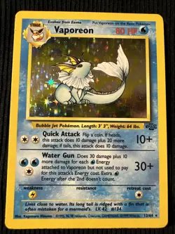 Pokemon Jungle Set Holo Foil Vaporeon Trading Card #12/64 MP Condition - Image 1