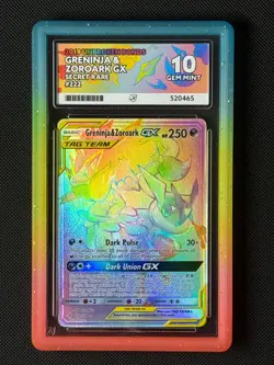 ACE 10 Greninja & Zoroark GX 222/214 Secret Pokemon Card Unbroken Bonds GEM MINT - Image 1