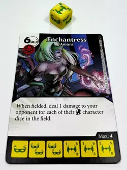 R2015 Wizkids/NECA Dice Masters MARVELT Enchantress Amora Common Card + Dice - Image 1