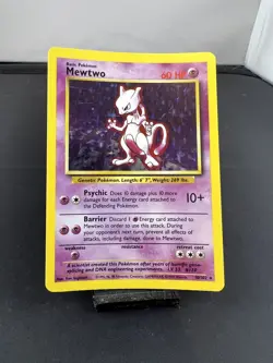 Pokemon Base Set Unlimited Mewtwo 10/102 Holo Rare Card - Image 1