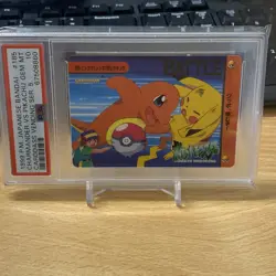 PSA 10 1999 Bandai Carddass Vending Series 5 185 Charmander VS Pikachu Pokemon - Image 1