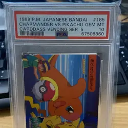 PSA 10 1999 Bandai Carddass Vending Series 5 185 Charmander VS Pikachu Pokemon - Image 3