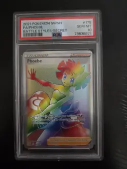 2021 POKEMON SWSH FA/PHOEBE BATTLE STYLES SECRET# 175GEM MT10 - Image 1