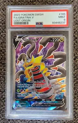 Pokemon Giratina V TCG Full Art Ultra Rare Card 185/196 PSA 9 Mint Lost Origin - Image 1