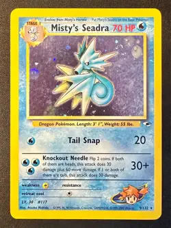 Misty's Seadra SWIRL + Slight Holo Bleed! 9/132 Gym Heroes Pokemon Card - Vlp - Image 1