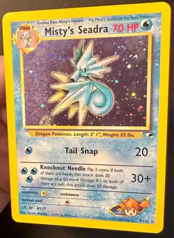 Misty's Seadra SWIRL + Slight Holo Bleed! 9/132 Gym Heroes Pokemon Card - Vlp - Image 2