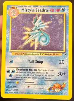 Misty's Seadra SWIRL + Slight Holo Bleed! 9/132 Gym Heroes Pokemon Card - Vlp - Image 4