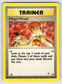 Misty's Wrath 114/132 Gym Heroes Pokemon Card Vintage WOTC Uncommon Trainer - Lp - Image 1