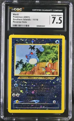 CGC 7.5 Marill 2001 Southern Islands 11/18 Reverse Holo Pokemon Card - Image 1