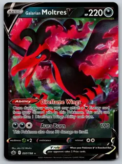 Galarian Moltres V 097/198 SWSH06: Chilling Reign NM Pokemon Card TCG - Image 1