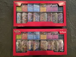 Pokemon Prismatic Evolutions 8 Mini-Tins with Promo Cards, Costco 2-pack - Image 1