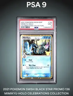 2021 POKEMON SWSH BLACK STAR PROMO 136 MIMIKYU-HOLO CELEBRATIONS COLLECTION PSA9 - Image 1