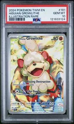 2024 POKEMON Hisuian Growlithe 181/167 Sv06: Twilight Masquerade Holo PSA 10 - Image 2