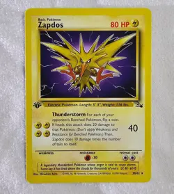 Pokemon TCG: Zapdos 30/62 Fossil 1st Edition Non-Holo Rare - Image 1