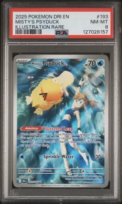 2025 PSA 8 Misty’s Psyduck Illustration Rare #193 DRI EN Pokemon TCG NM-MT - Image 1