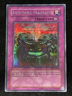 YUGIOH ANTI-SPELL FRAGRANCE SECRET RARE GAME PROMO GOOD CONDTION PCY-E002 - Image 1