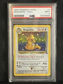 1999 POKEMON TCG DRAGONITE FOSSIL MINT HOLO CARD PSA 9 #4 VINTAGE RARE!!! - Image 1