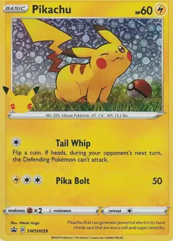 Pokemon Pikachu General Mills 25th Anniversary Holo Foil Promo Card MINT SWSH039 - Image 1