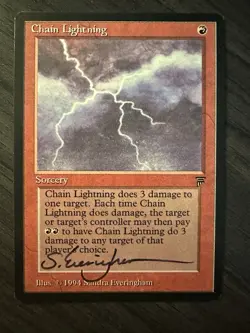 Chain Lightning ARTIST PROOF Legends Signed By Sandra Everingham Magic Mtg - Image 2