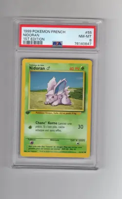 Pokemon Nidoran (Male) Base Set 1st Edition FRENCH #55 PSA 8 NM-MT - Image 1