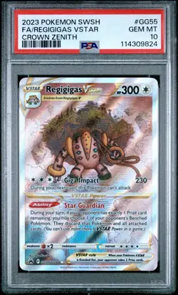 2023 POKEMON SWORD & SHIELD CROWN ZENITH #GG55 FULL ART/REGIGIGAS VSTAR PSA 10 - Image 1