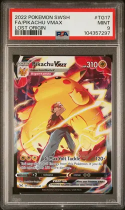 2022 POKEMON SWORD & SHIELD LOST ORIGIN #TG17 FULL ART/PIKACHU VMAX PSA 9 - Image 1
