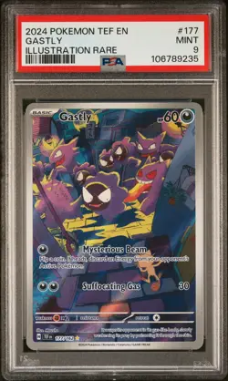 2024 POKEMON TEF EN-TEMPORAL FORCES ILLUSTRATION RARE #177 GASTLY PSA 9 - Image 1
