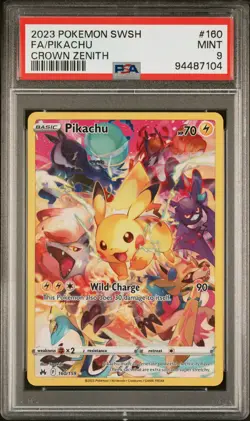 2023 POKEMON SWORD & SHIELD CROWN ZENITH #160 FULL ART/PIKACHU PSA 9 - Image 1