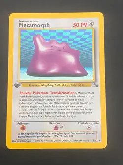 CARTE POKEMON METAMORPH 3/62 EDITION 1 FR HOLO WIZARDS FOSSILE - TBE+ - Image 1