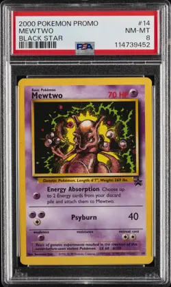 2000 POKEMON PROMO BLACK STAR #14 MEWTWO PSA 8 - Image 1