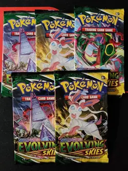Pokemon Evolving Skies Lot of 5 Booster Packs Sealed - Image 1