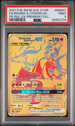 Pokemon PSA 9 Mint Reshiram & Charizard GX SM247 Sun & Moon Black Star Promo - Image 3