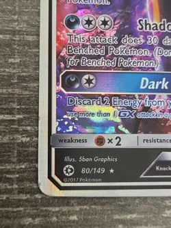 Pokemon TCG Unbreon GX Ultra Rare Holo Full Art Sun & Moon Base Set 80/149 LP - Image 4