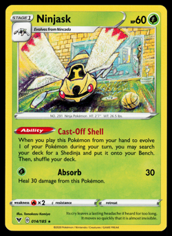Pokemon - SWSH - Vivid Voltage Ninjask 014/185 Rare - NM - Image 1